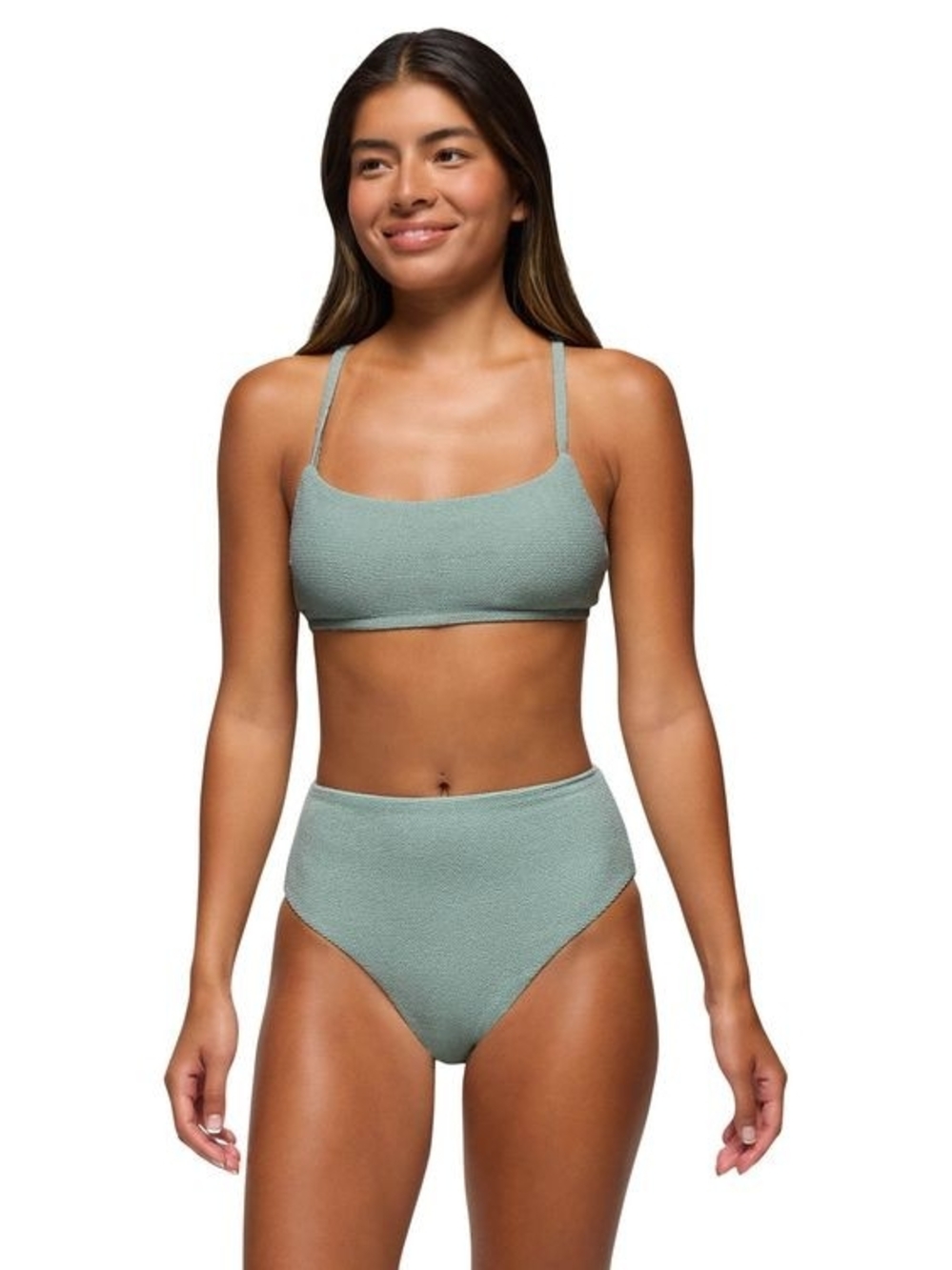 Prana High Waisted Textured Bikini Bottom ONLY in Sage